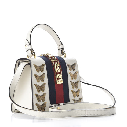Gucci Calfskin Animal Studs Mini Sylvie Top Handle Bag White 3 of 9