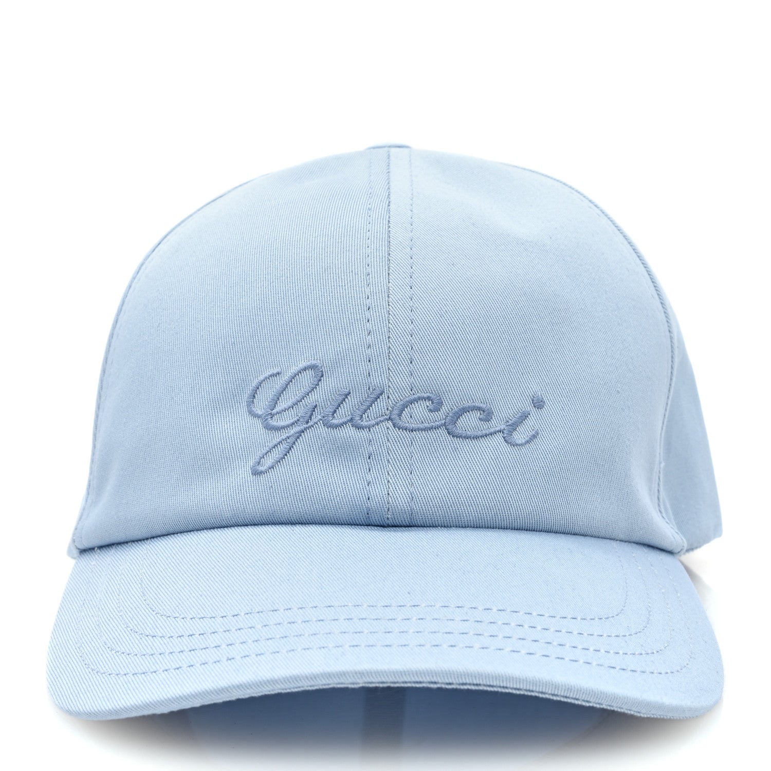 Gucci Cotton Embroidered Logo Script Baseball Hat XL Porcelain Blue 2 of 8