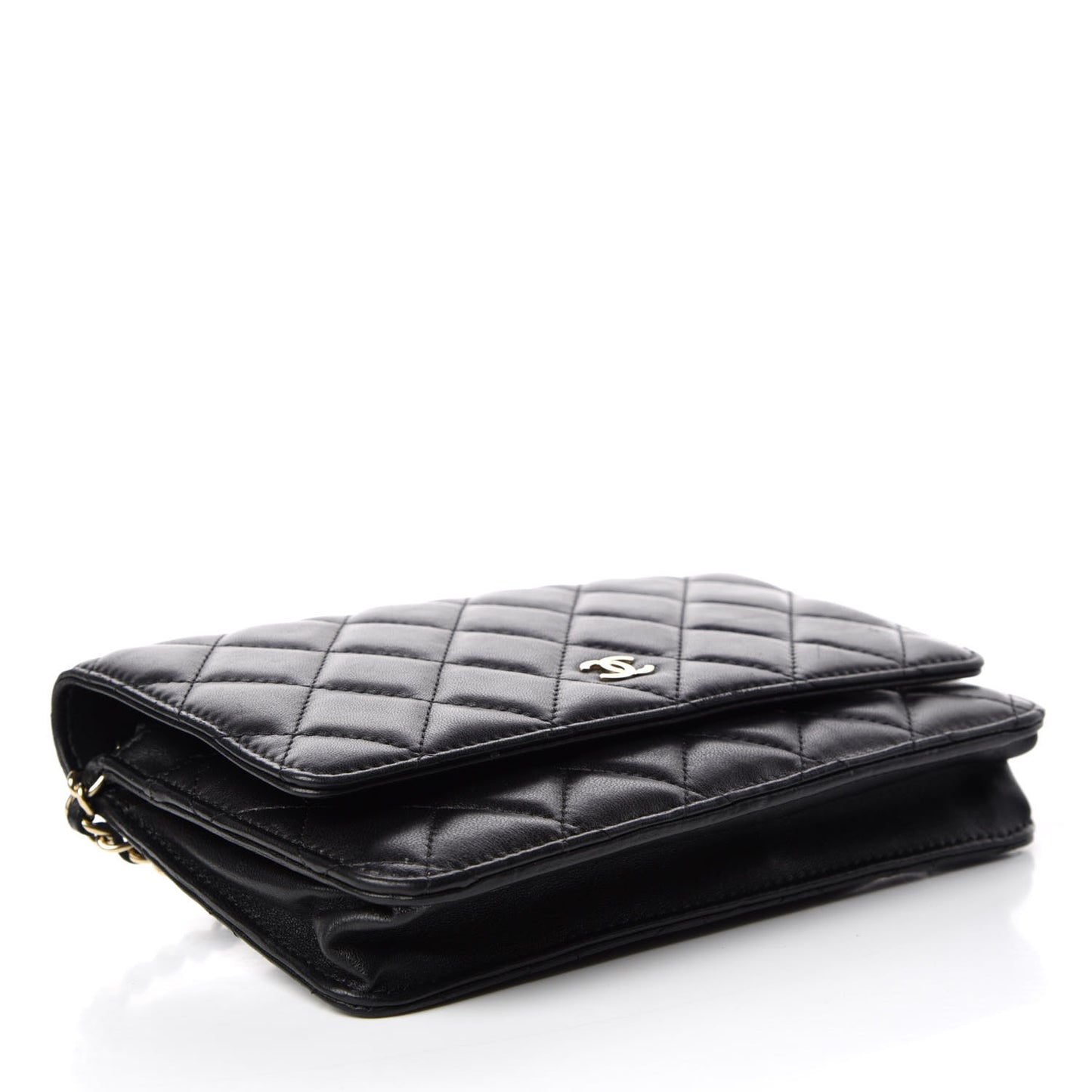 Lambskin Quilted Wallet On Chain WOC Black