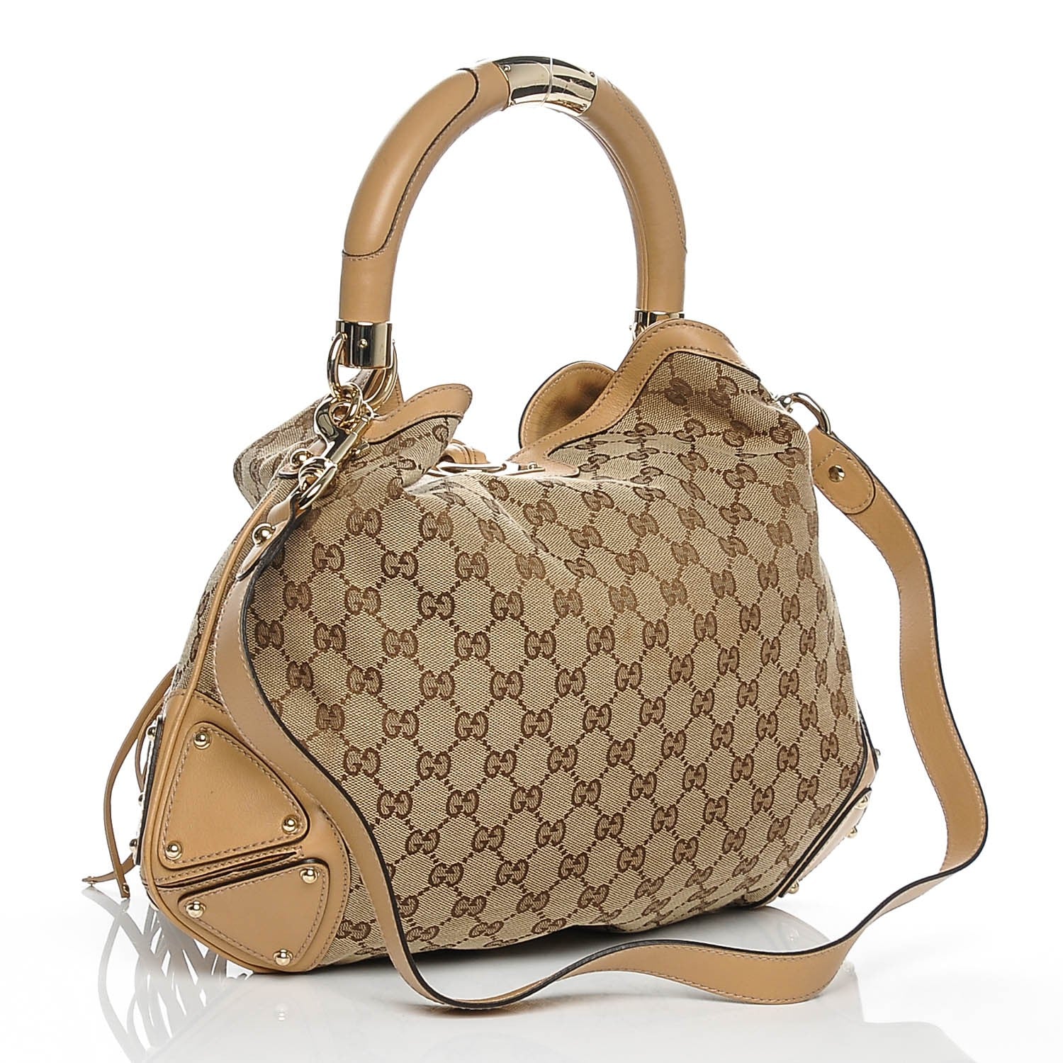 Gucci Monogram Medium Indy Top Handle Hobo Light Brown 3 of 6