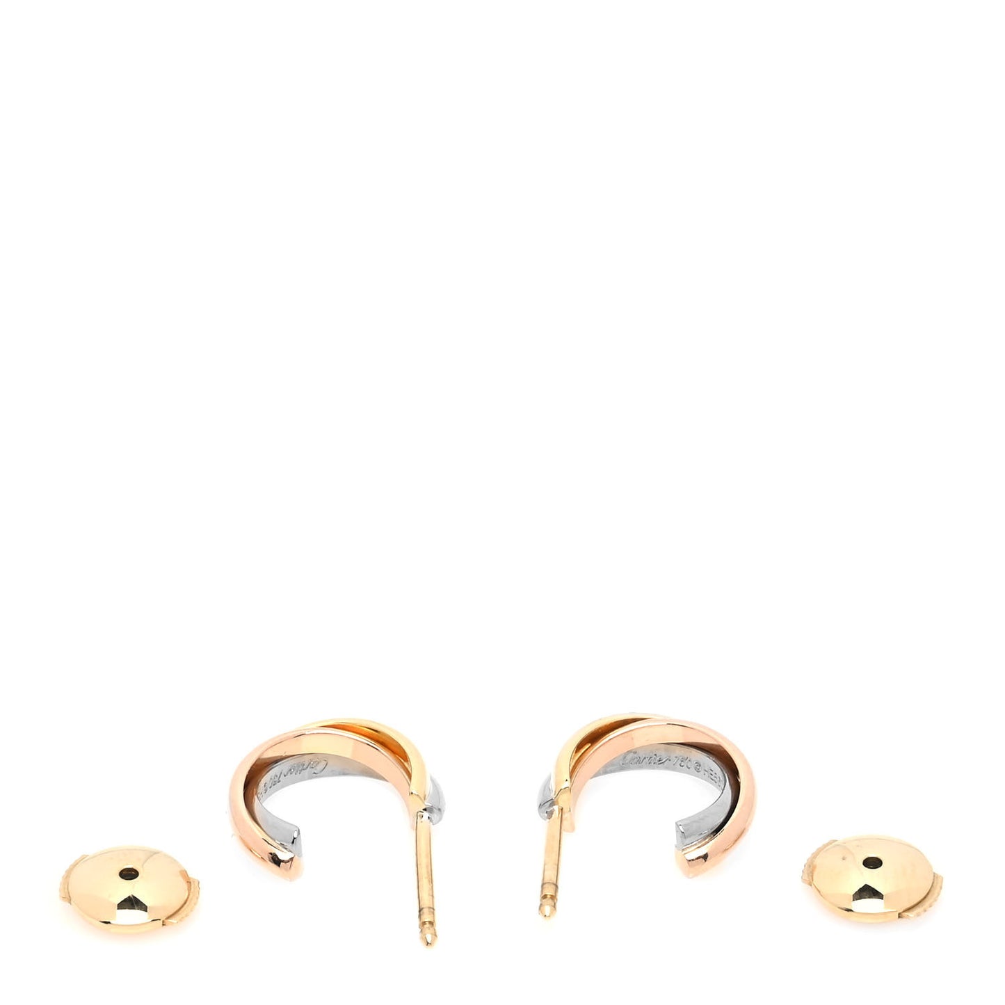 18K Pink Yellow White Gold Small Trinity Hoop Earrings