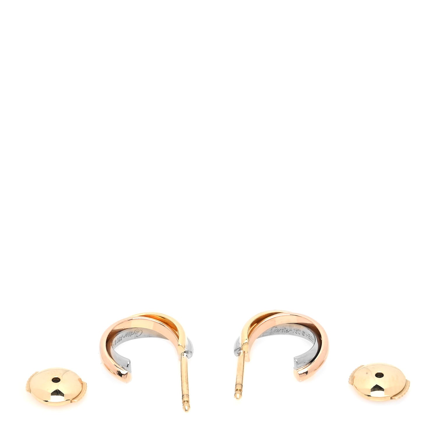 Cartier 18K Pink Yellow White Gold Small Trinity Hoop Earrings 4 of 6