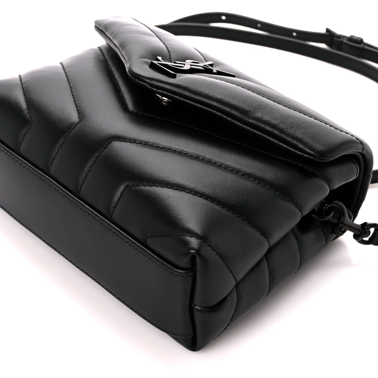 Saint Laurent Calfskin Y Quilted Monogram Monochrome Toy Loulou Crossbody Bag Black 11 of 12
