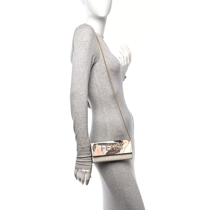 Fendi Glazed Fabric Vitello Liberty FF Logo Bikini Girls Inlay Continental Wallet On Chain Bianco Perla Multicolor 2 of 15
