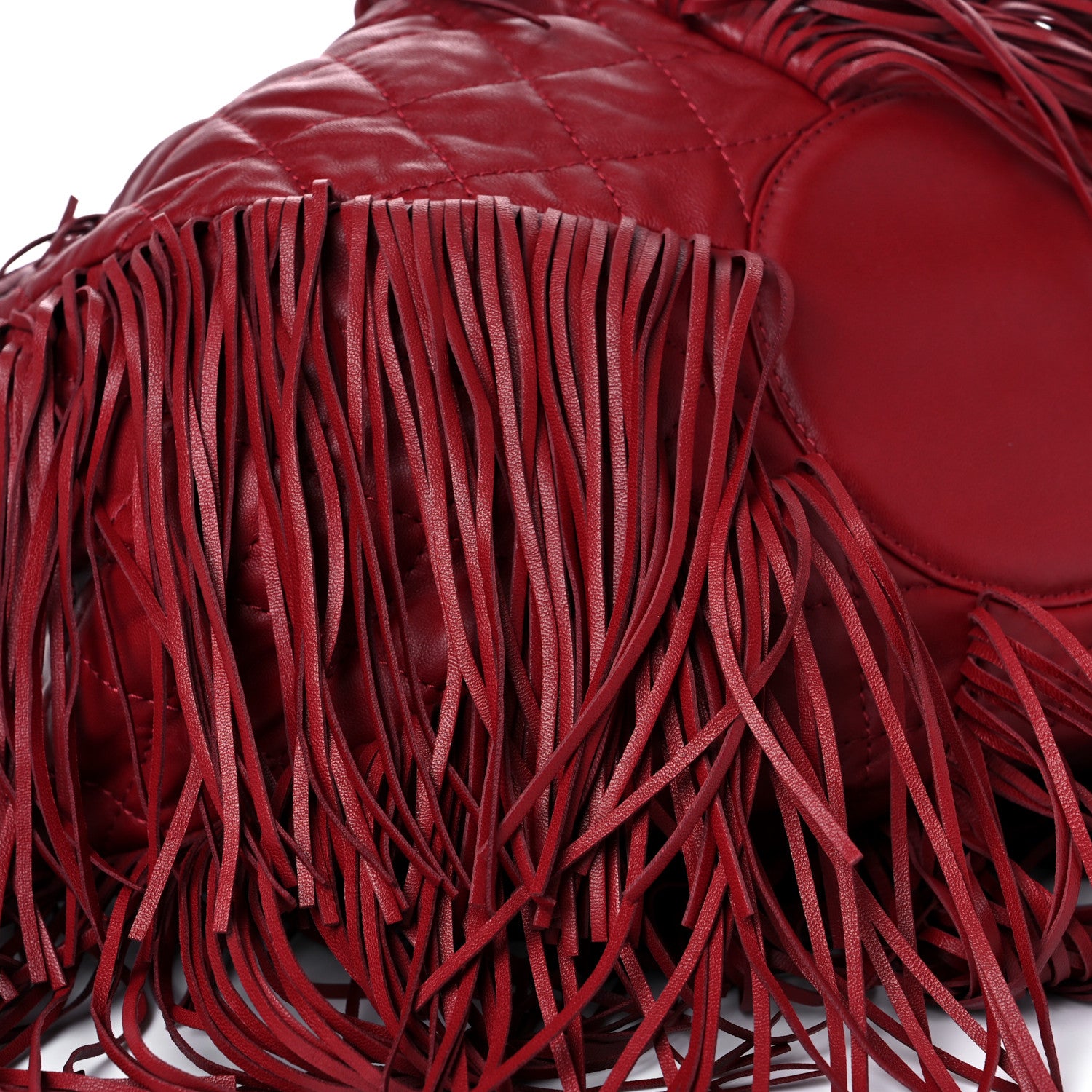 Chanel Lambskin Quilted Western Baluchon Fringe Bag Red 7 of 9