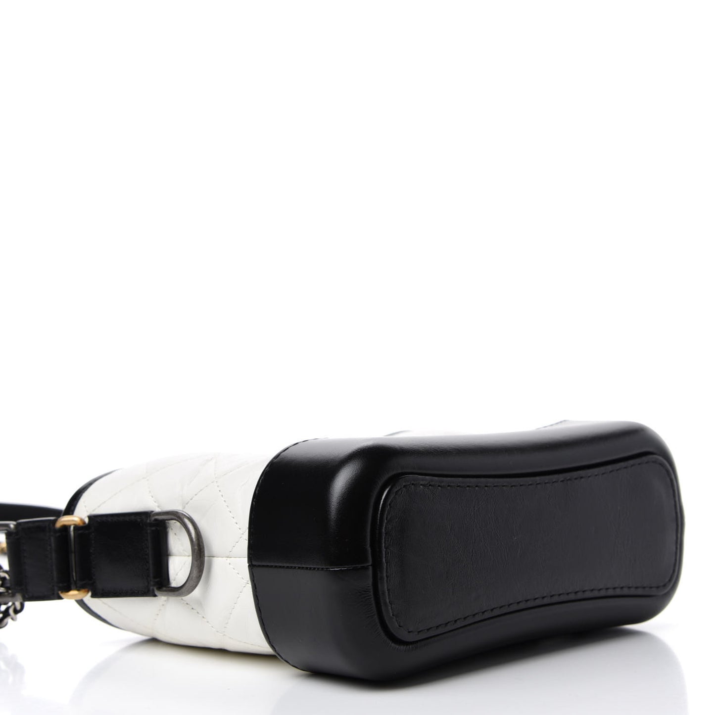 Aged Calfskin Quilted Small Gabrielle Hobo Black White
