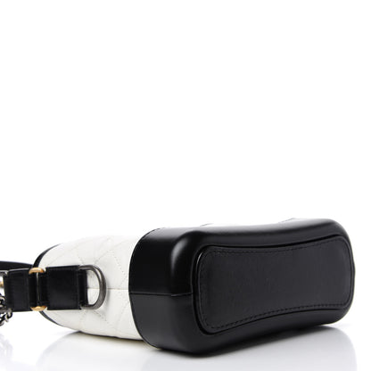Chanel Aged Calfskin Quilted Small Gabrielle Hobo Black White 4 of 11