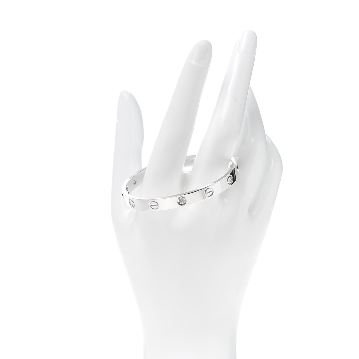 18K White Gold 6 Diamond LOVE Bracelet 16