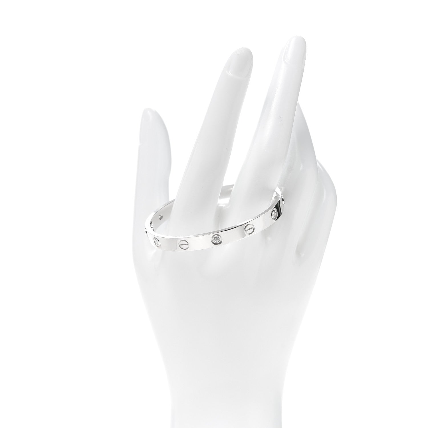 Cartier 18K White Gold 6 Diamond LOVE Bracelet 16 2 of 6