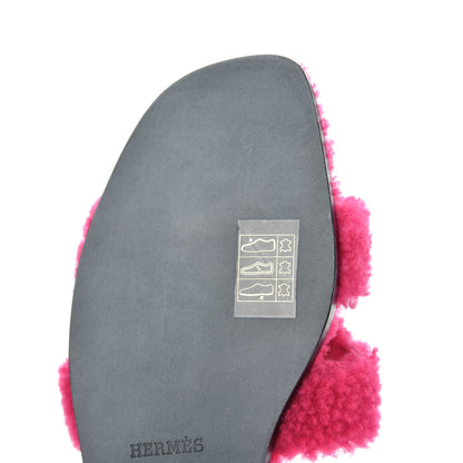 Hermes Woolskin Oran Sandals 37 Rose Fuchsia 9 of 12