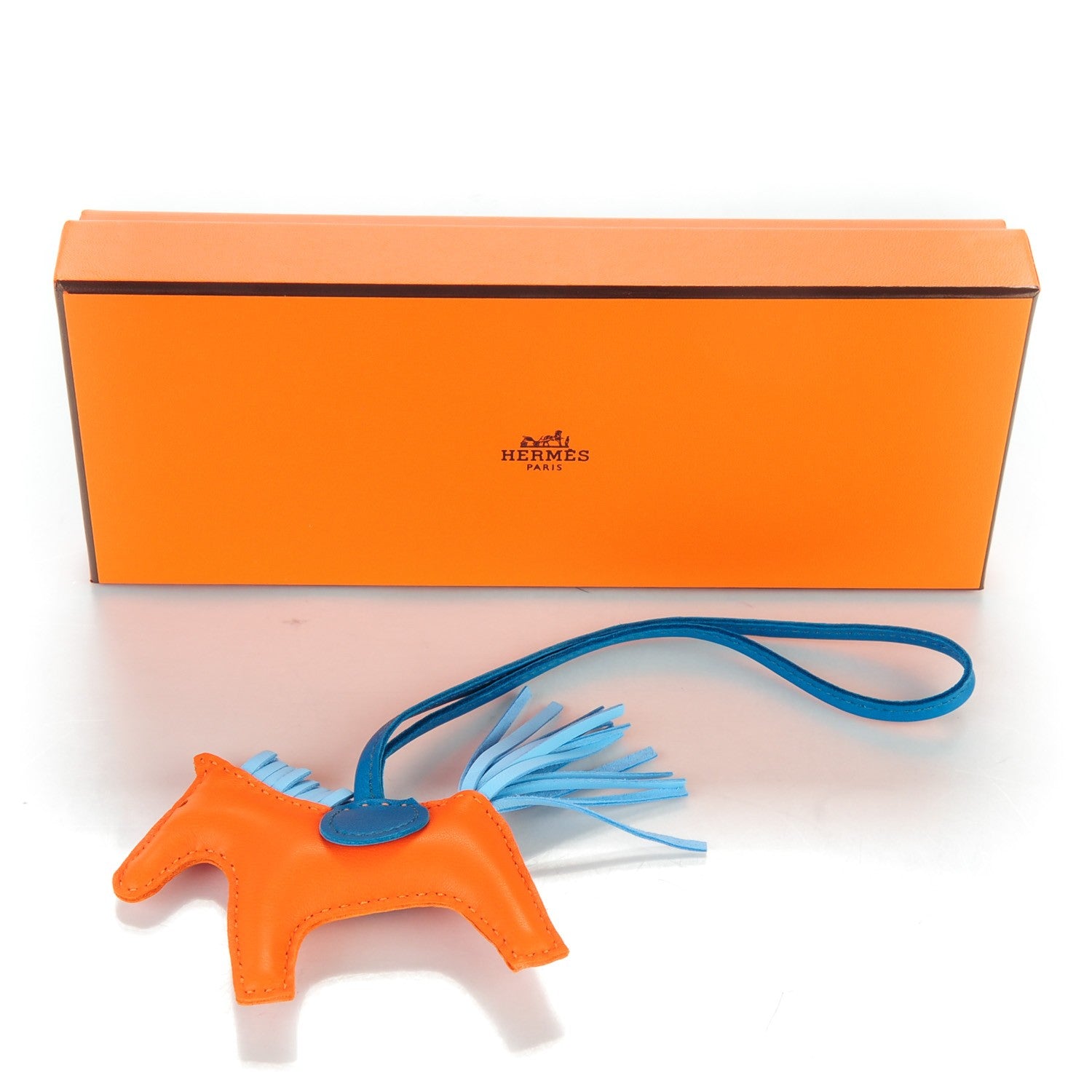 Hermes Milo Lambskin Grigri Rodeo Horse Bag Charm PM Feu Celeste Bleu Izmir 5 of 5