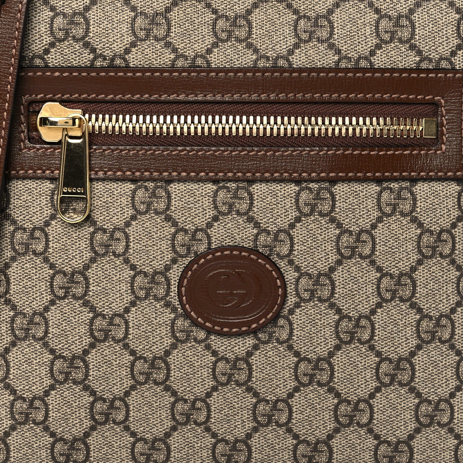 Gucci GG Supreme Monogram Azalea Calfskin Retro Interlocking G Flat Messenger Bag Beige Ebony Brown Sugar 6 of 8
