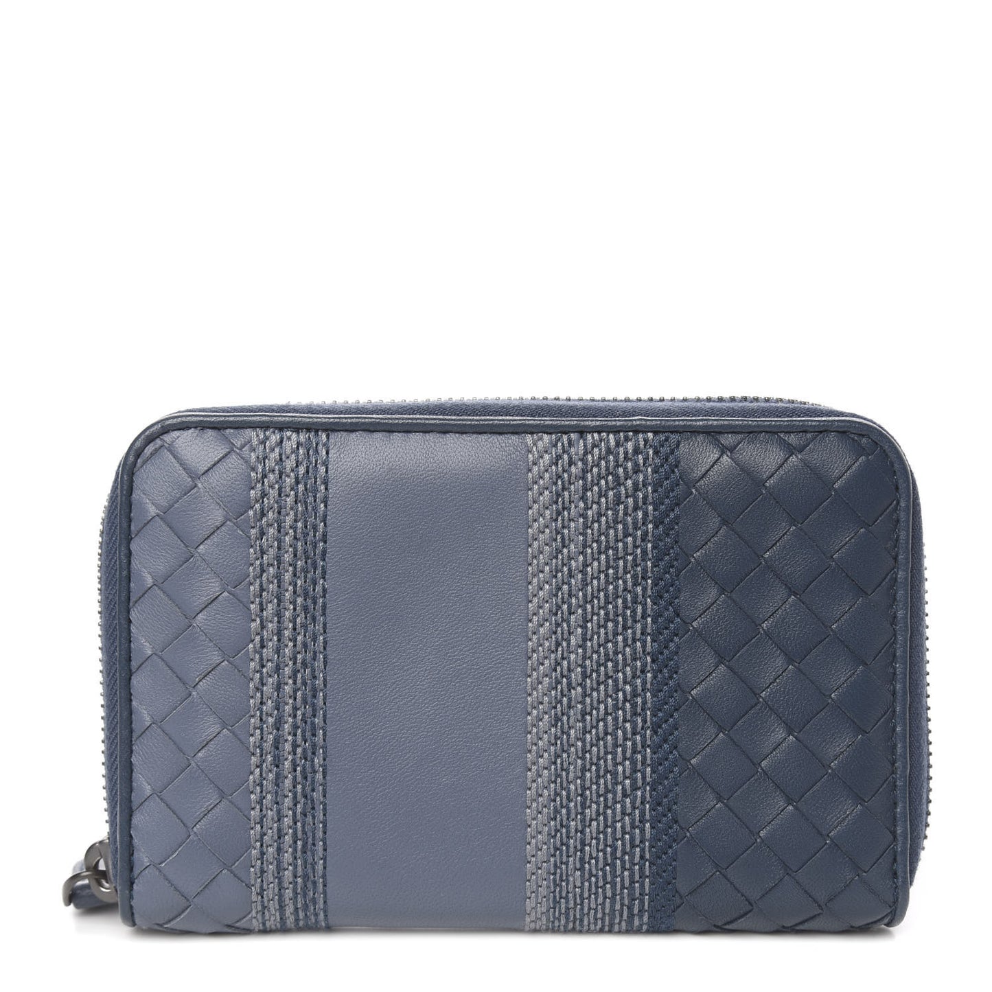 Nappa Embroidered Zip Around Wallet Krim Denim