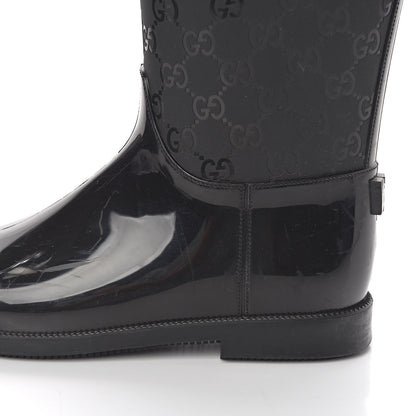 Gucci Rubber Monogram Knee High Rain Boots 37 Black 8 of 12