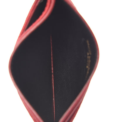 Saint Laurent Grain De Poudre Matelasse Chevron Monogram Credit Card Case New Red 5 of 12