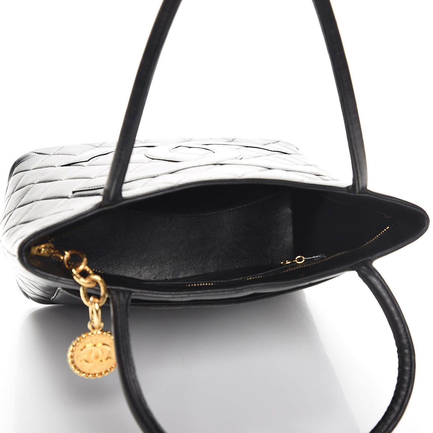 Lambskin Quilted Medallion Tote Black