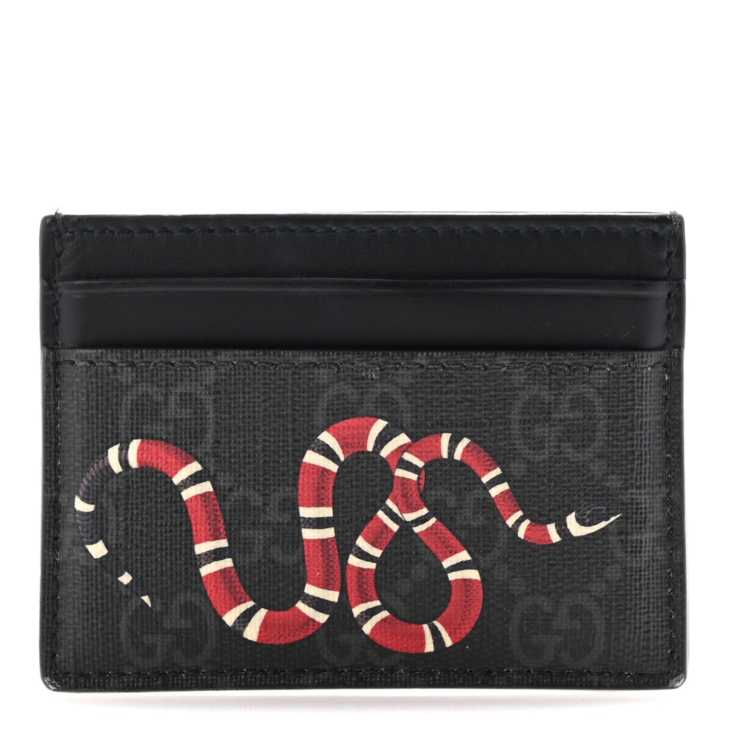 GG Supreme Monogram Kingsnake Card Holder Black Grey