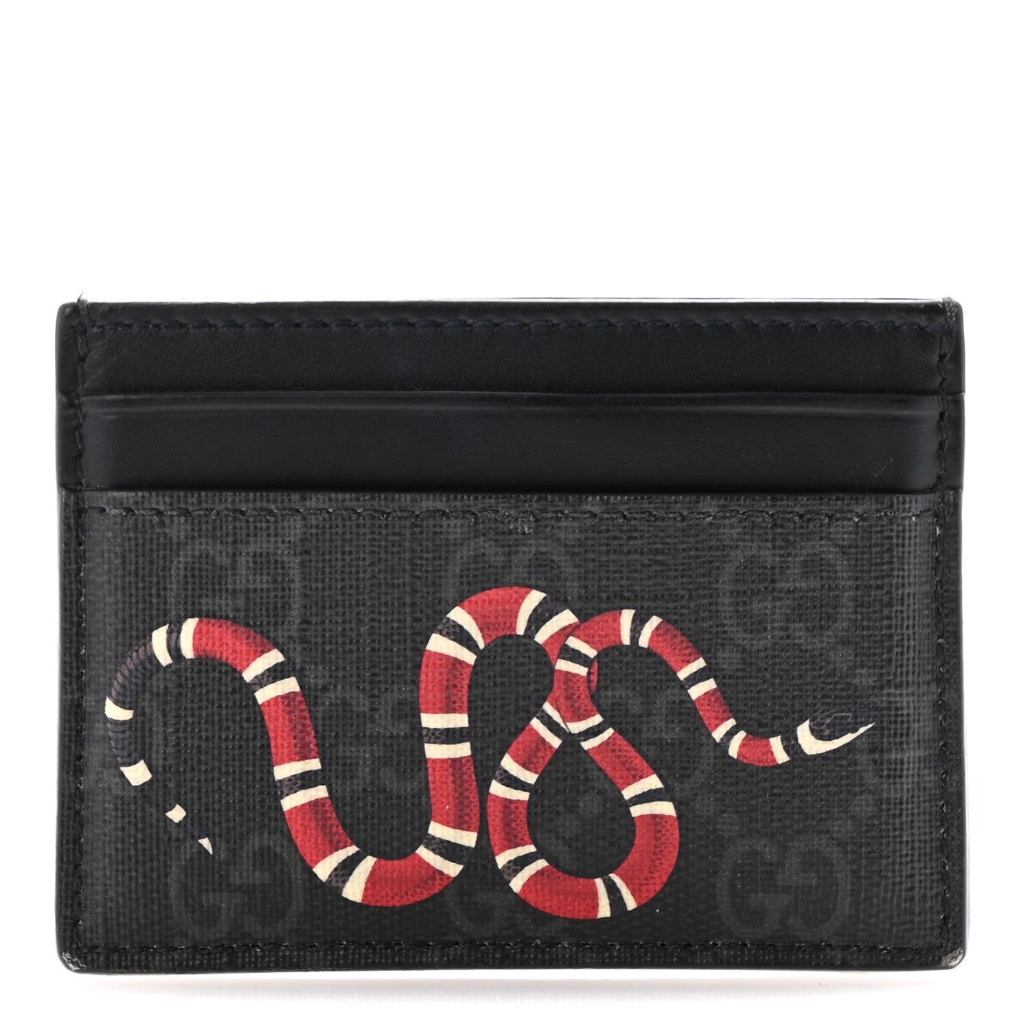 Gucci GG Supreme Monogram Kingsnake Card Holder Black Grey 1 of 11