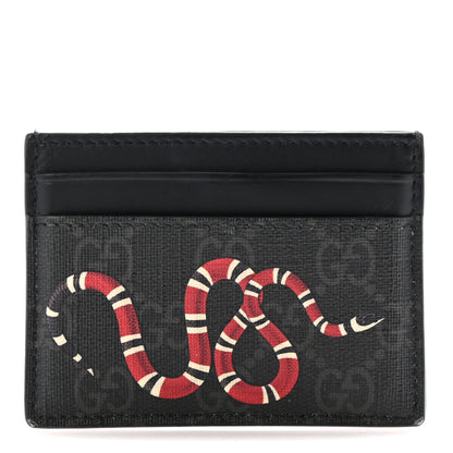 Gucci GG Supreme Monogram Kingsnake Card Holder Black Grey 1 of 11