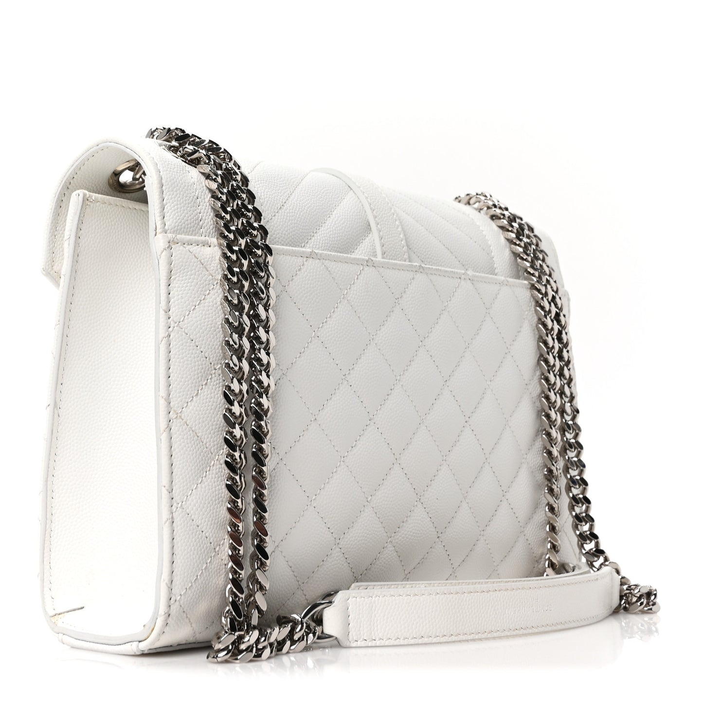 Grain De Poudre Medium Tri-Quilt Monogram Satchel White