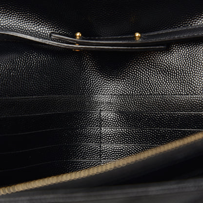 Saint Laurent Grain De Poudre Matelasse Chevron Monogram Chain Wallet Black 6 of 9