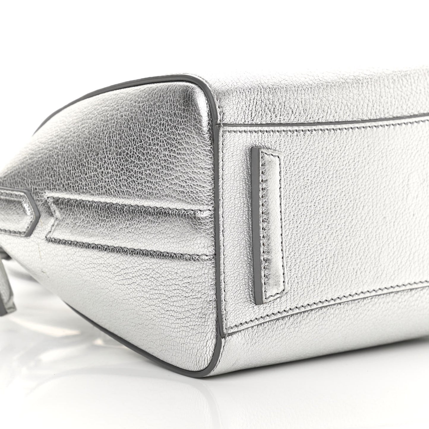 Metallic Sugar Goatskin Mini Antigona Silver