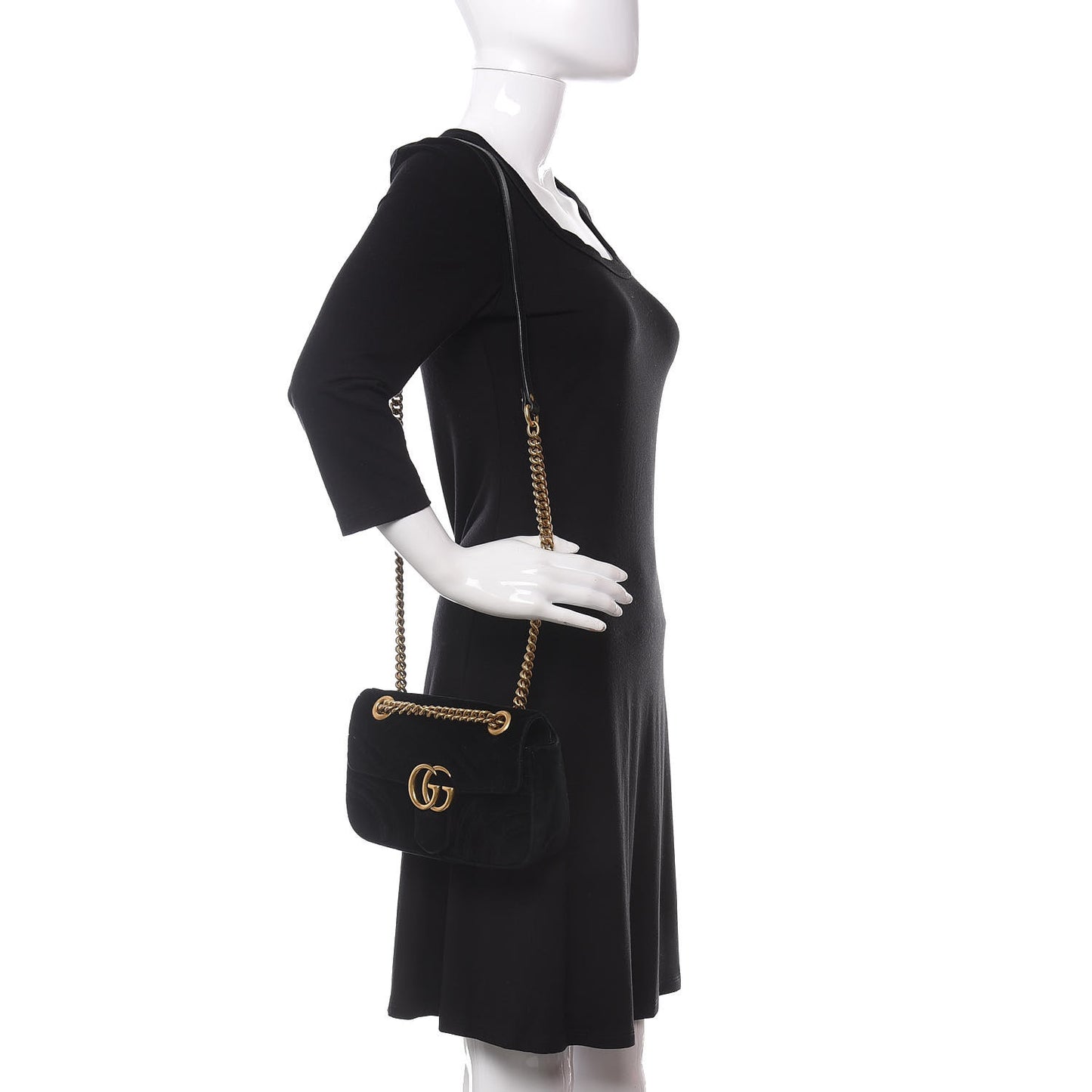 Velvet Matelasse Mini GG Marmont Shoulder Bag Black