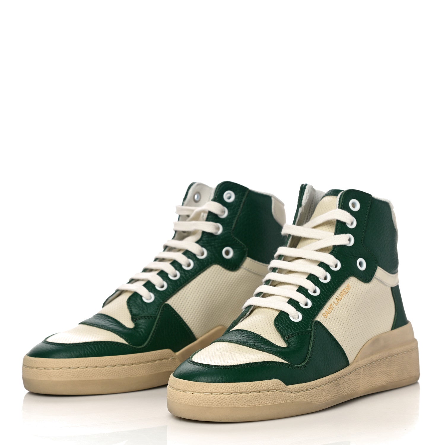 Saint Laurent Calfskin Mid Top Sneakers 37 Green 5 of 15