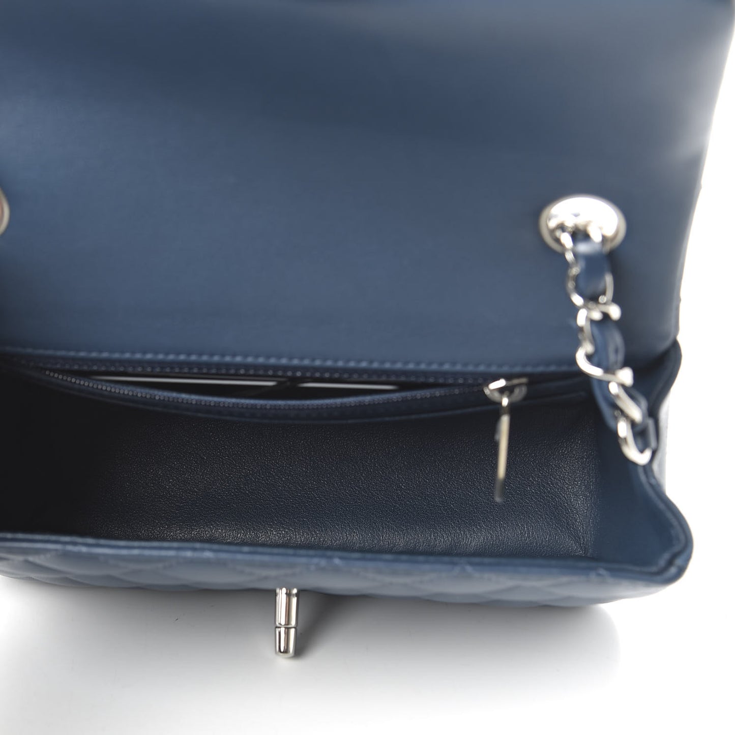 Lambskin Quilted Mini Rectangular Flap Dark Blue