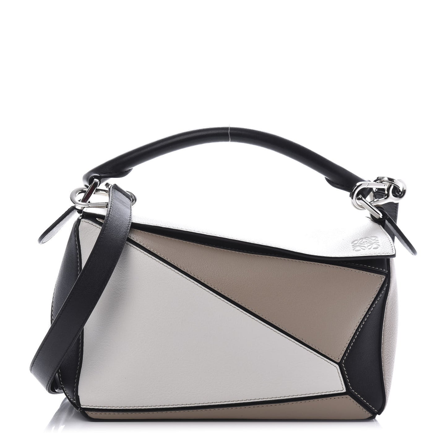 Calfskin Small Puzzle Bag Black Taupe