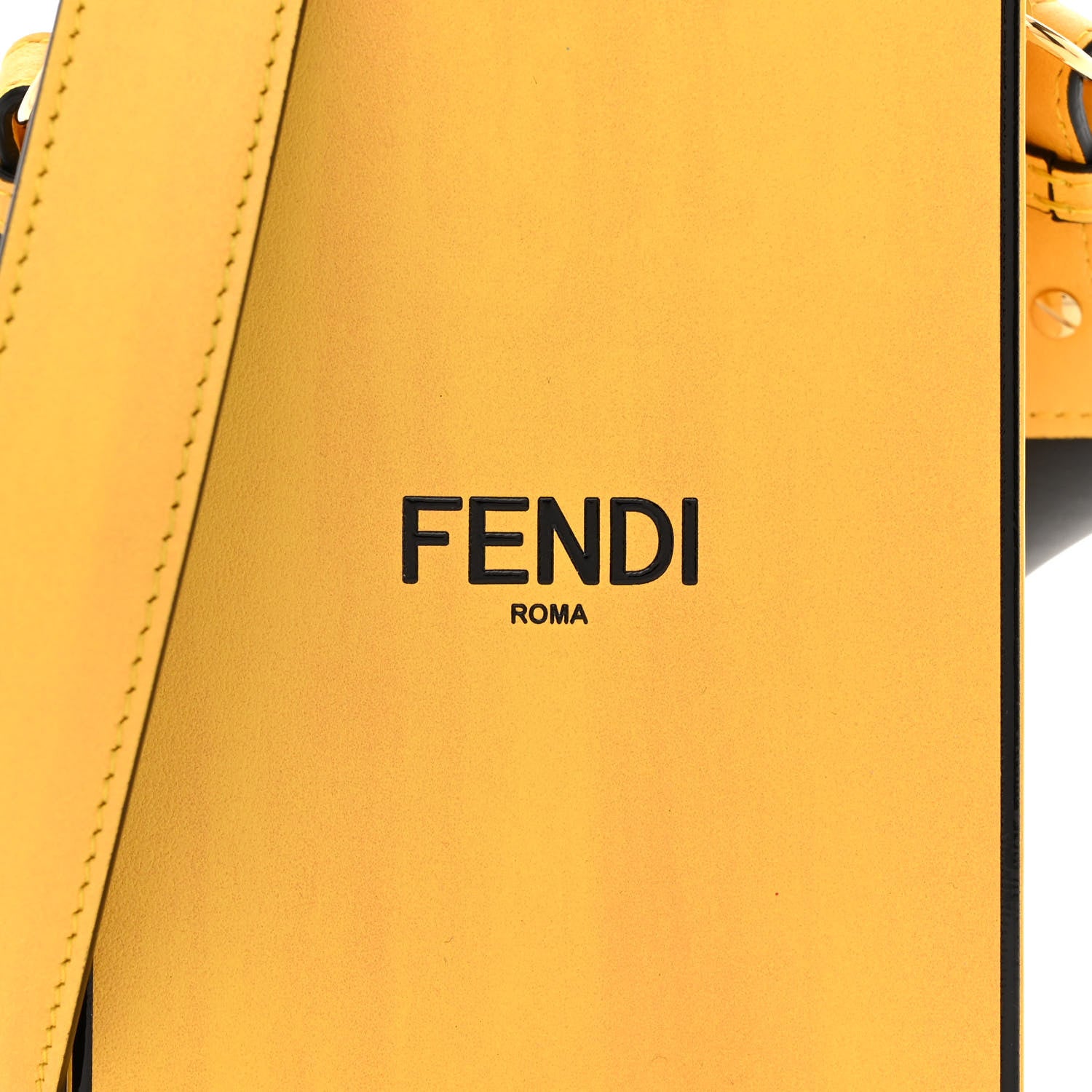 Fendi Vitello Fluffy Logo Vertical Box Yellow Box Black 8 of 10