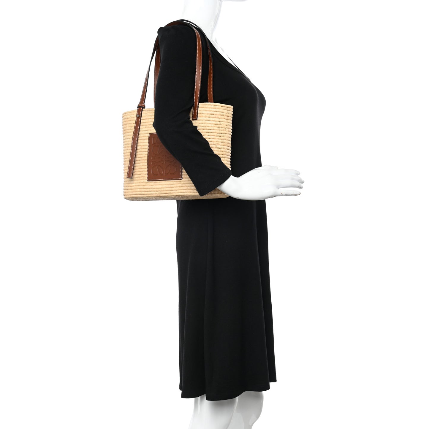 Raffia Small Square Basket Tote Bag Natural Tan