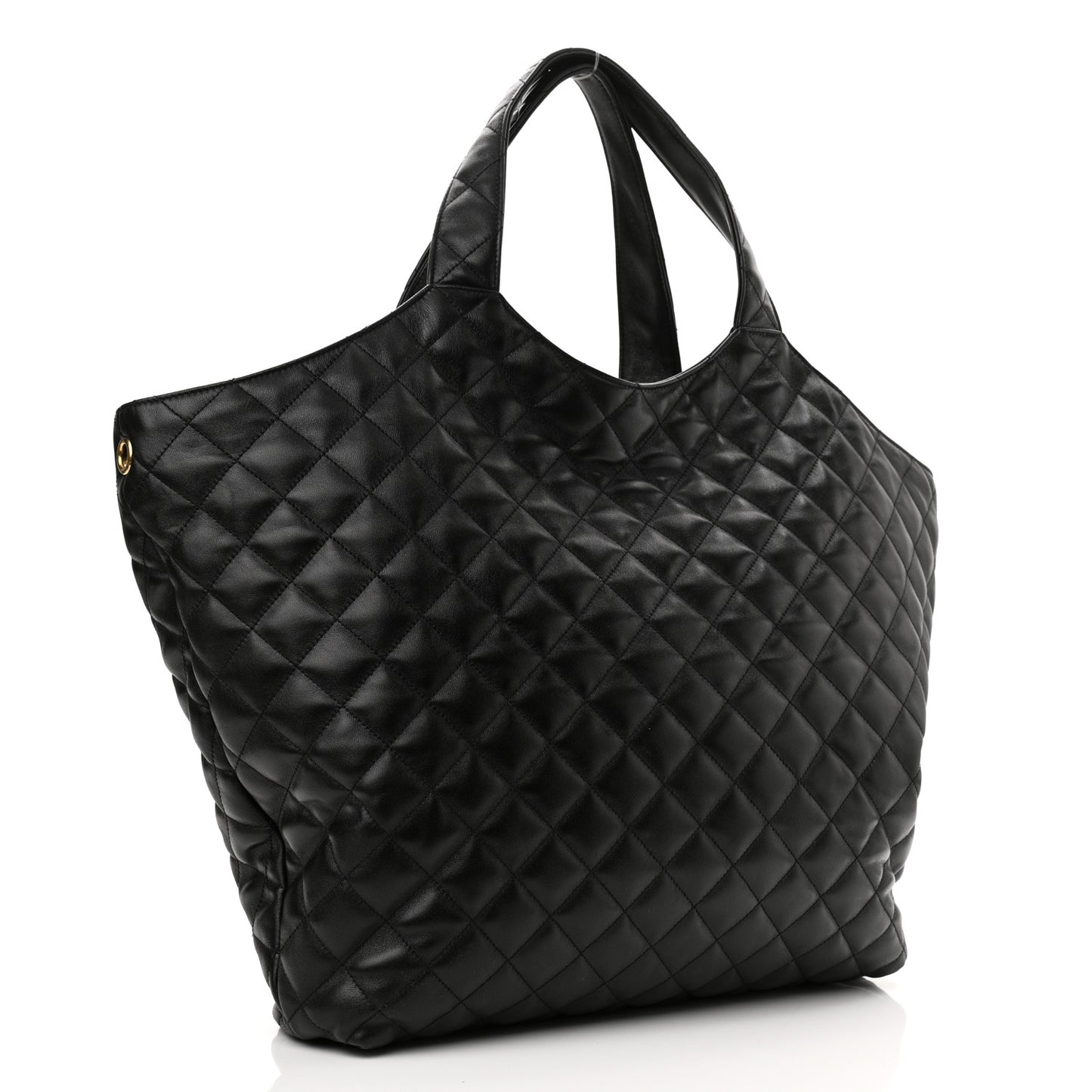 Lambskin Quilted Maxi Icare Shopping Tote Black