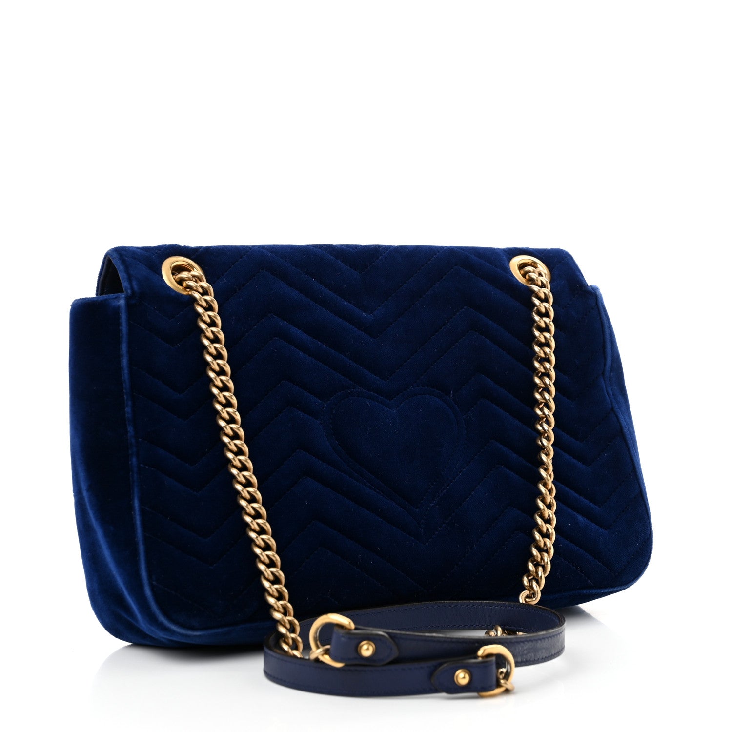 Gucci Velvet Matelasse Medium GG Marmont Shoulder Bag Cobalt Blue 3 of 14
