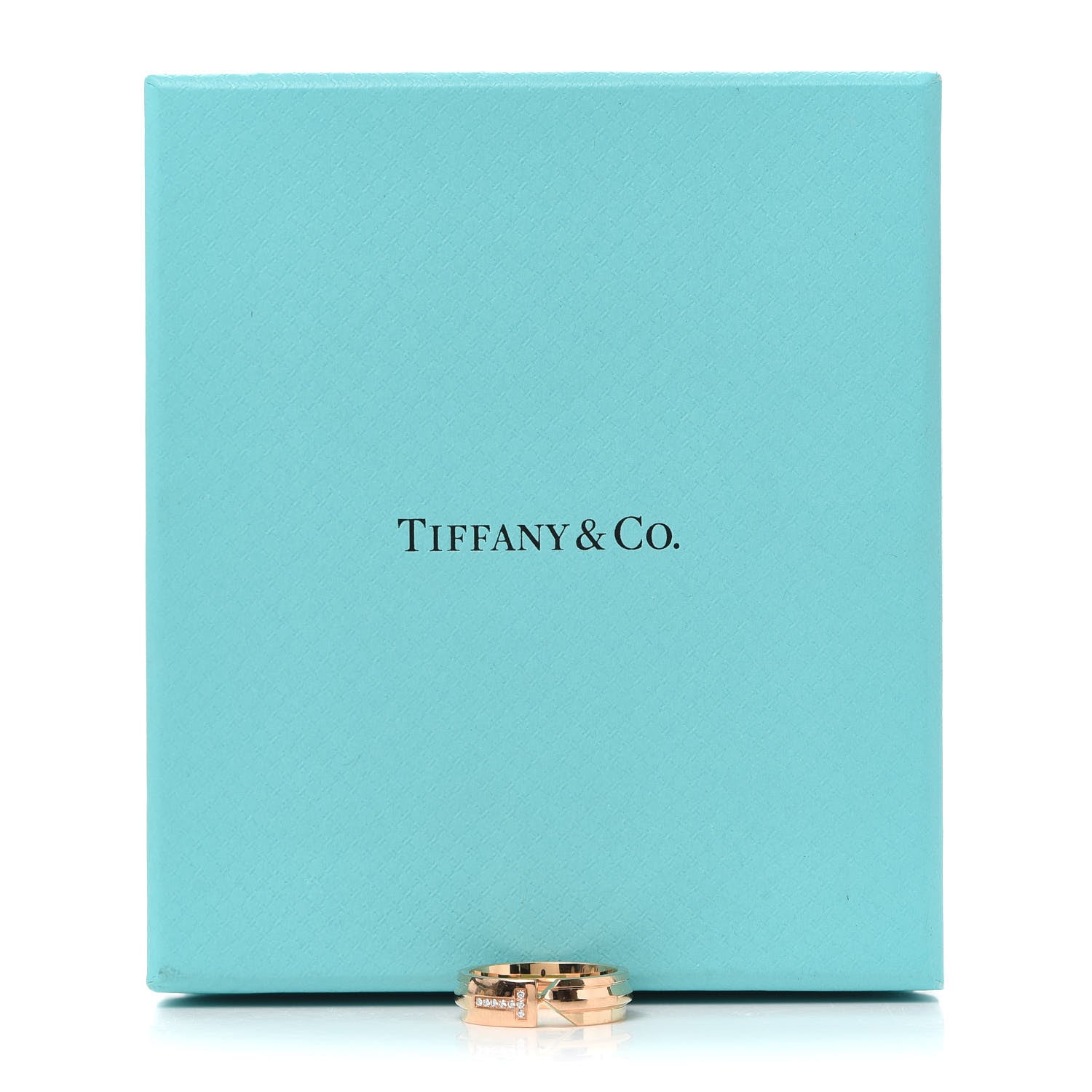 Tiffany 18K Rose Gold Diamond Modern Keys Ring 53 6.5 5 of 5