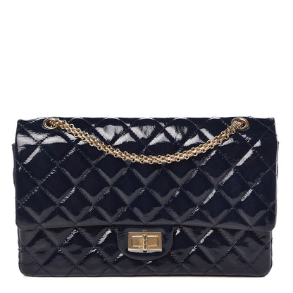 Chanel Distressed Patent Quilted 2.55 Reissue 227 Flap Dark Blue 1 of 10