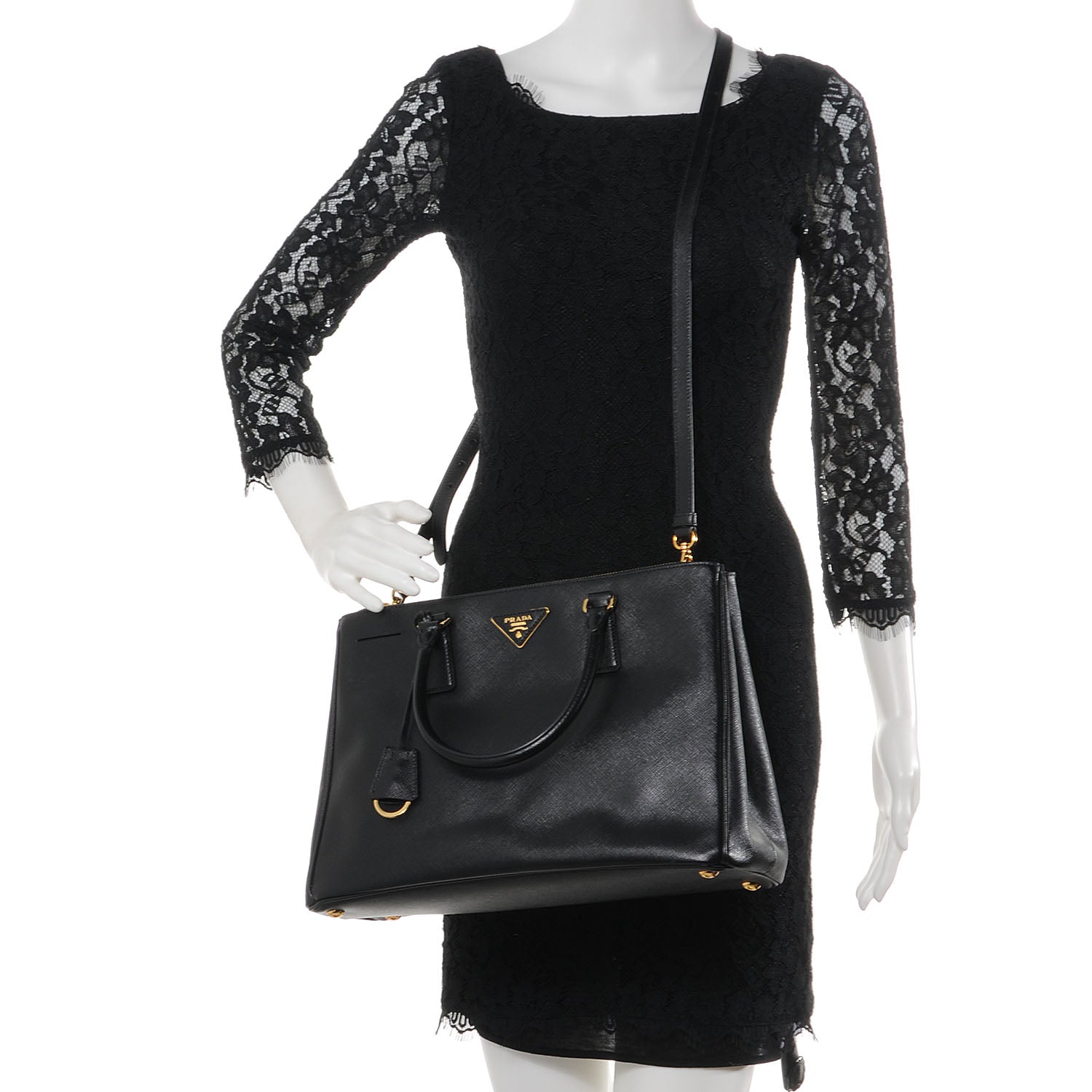 Prada Saffiano Lux Medium Tote Nero Black 2 of 9
