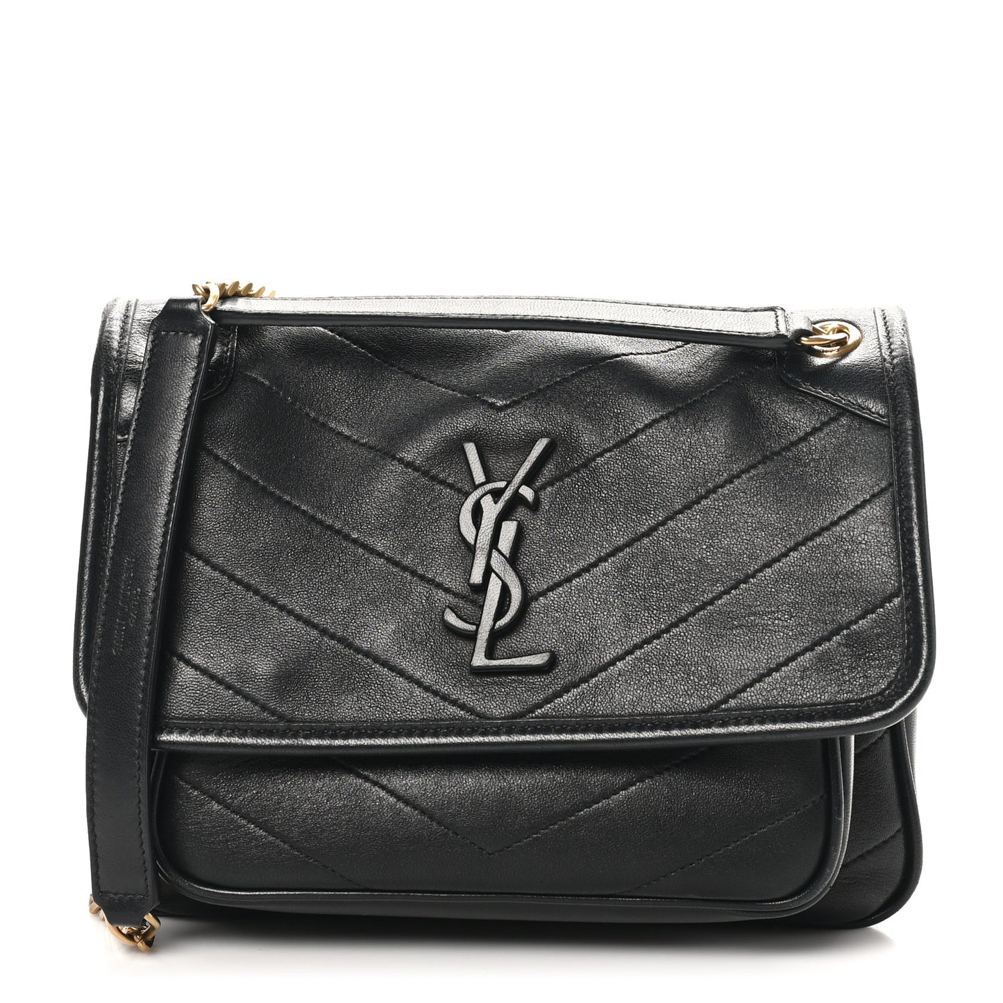 Lambskin Matelasse Monogram Baby Niki Chain Satchel Black
