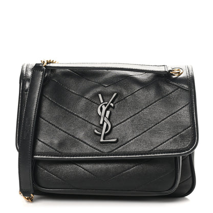 Saint Laurent Lambskin Matelasse Monogram Baby Niki Chain Satchel Black 1 of 10