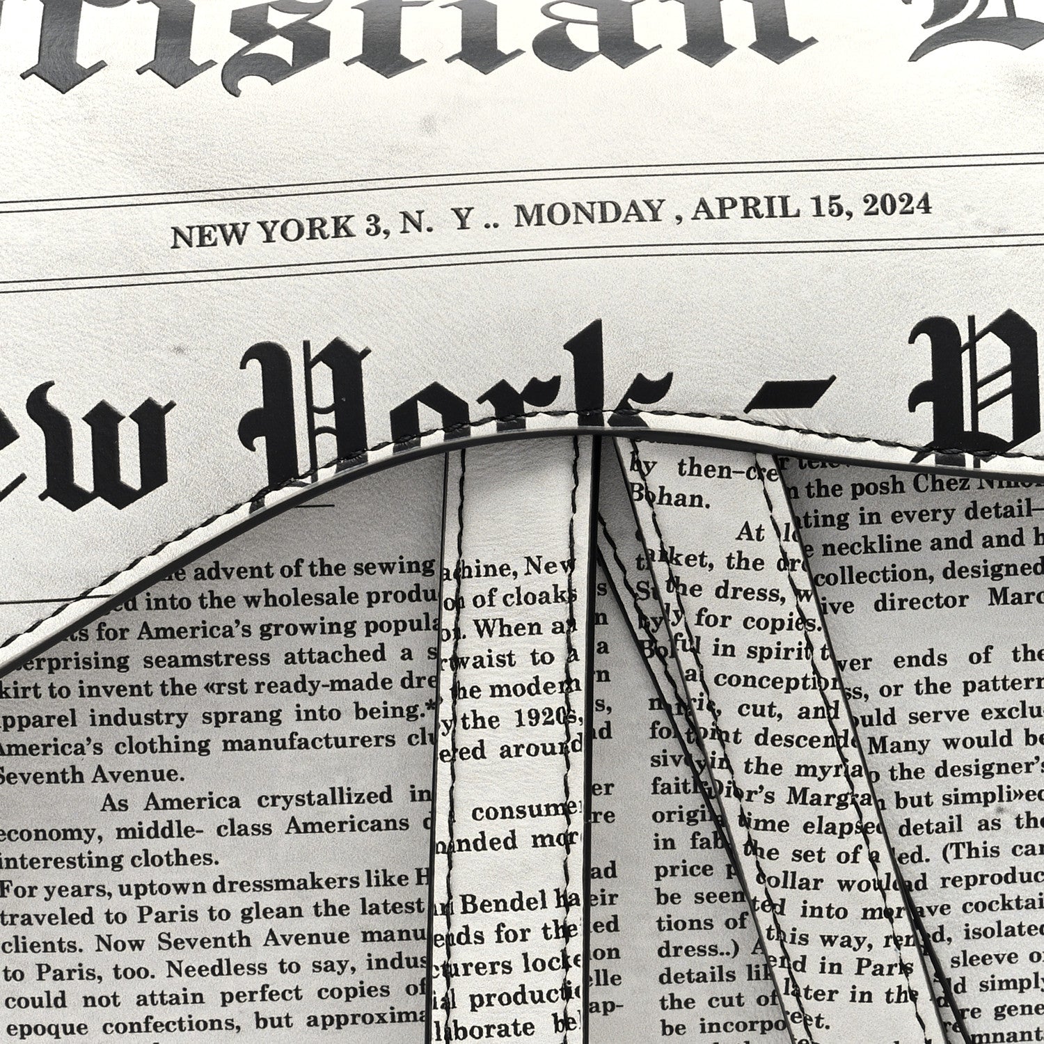 Christian Dior Calfskin Newspaper Printed Saddle Bag With Strap Black White 8 of 10