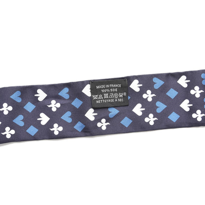 Hermes Silk Jeu de Cartes Twilly Marine Petrole White 2 of 6