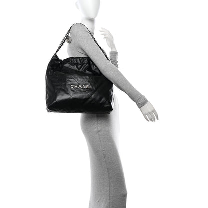 Chanel Shiny Calfskin Quilted Chanel 22 Black 2 of 11