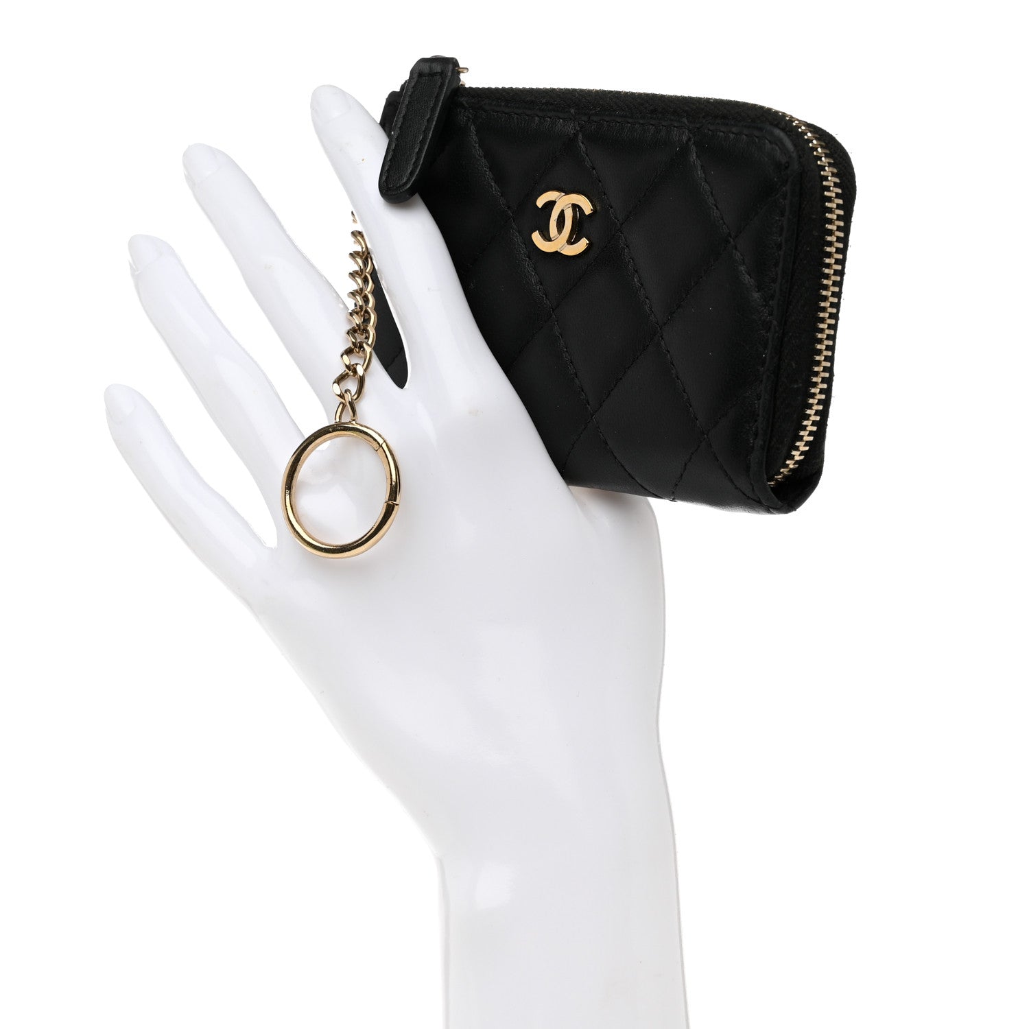Chanel Lambskin Quilted Key Holder Case Black 2 of 8
