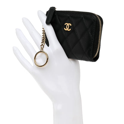 Chanel Lambskin Quilted Key Holder Case Black 2 of 8