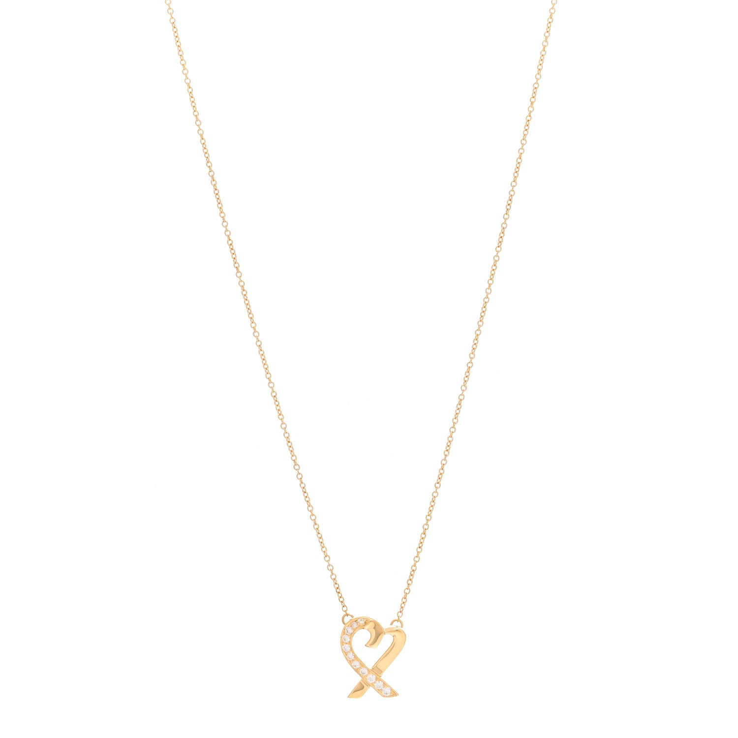 Tiffany 18K Yellow Gold Diamond Small Paloma Picasso Loving Heart Pendant Necklace 1 of 4