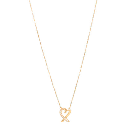 Tiffany 18K Yellow Gold Diamond Small Paloma Picasso Loving Heart Pendant Necklace 1 of 4