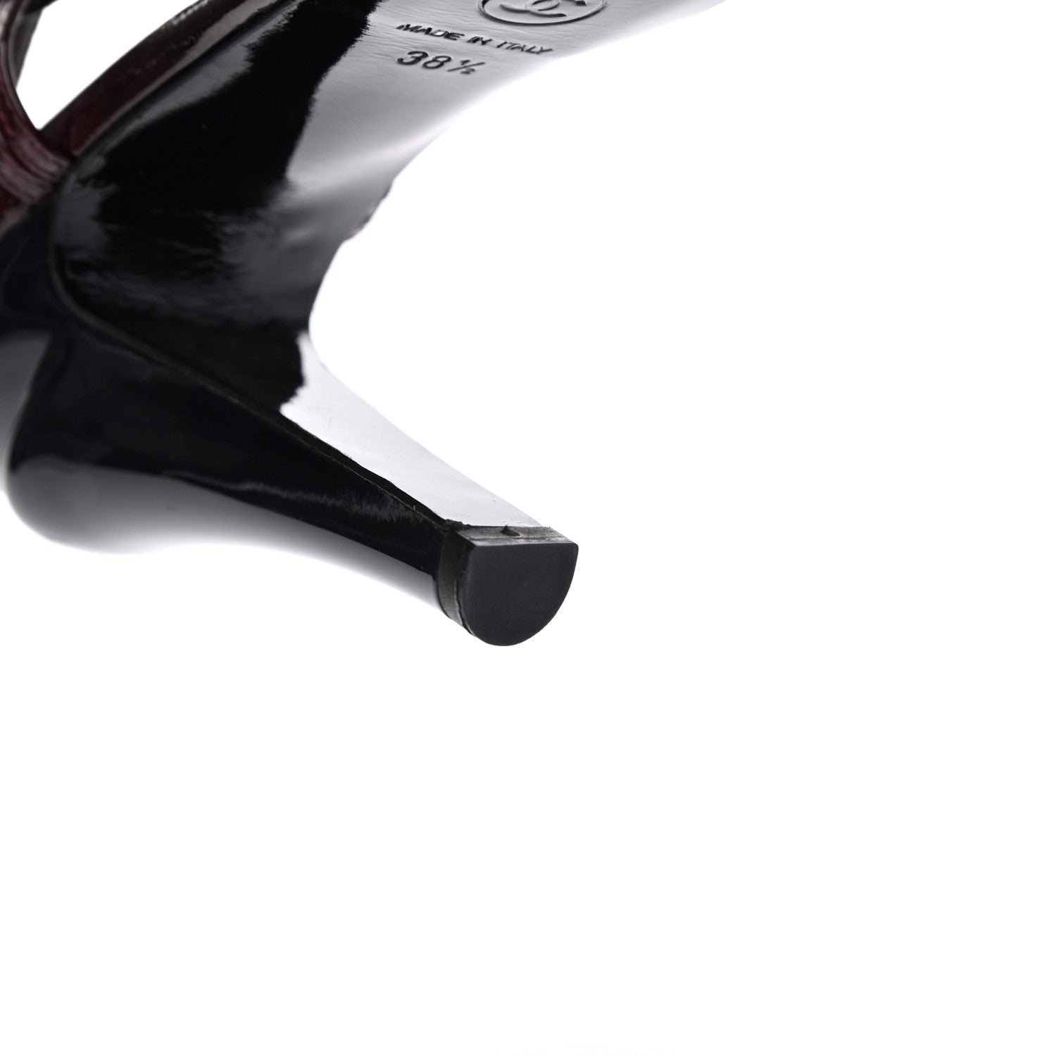 Chanel Patent Cap Toe Sling Back Pumps 38.5 Burgundy 12 of 12