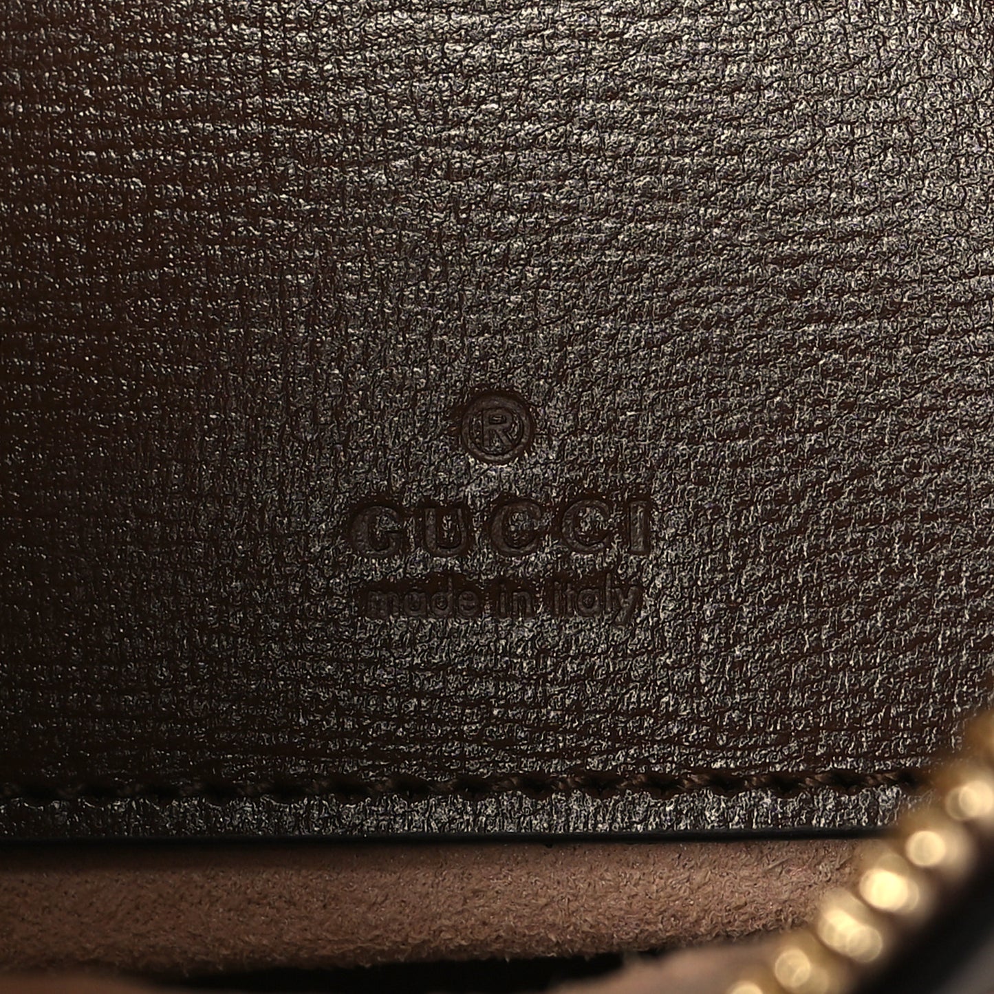 GG Supreme Monogram Azalea Calfskin Mini Retro Interlocking G Half Moon Bag Beige Ebony Brown Sugar