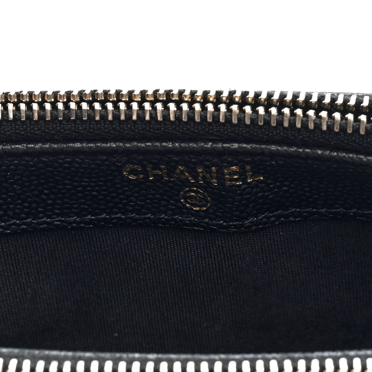 Caviar Quilted Zipped Phone Holder With Chain Black