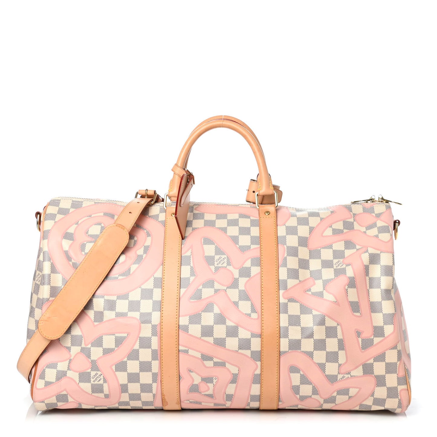 Damier Azur Tahitienne Keepall Bandouliere 50 Rose Ballerine